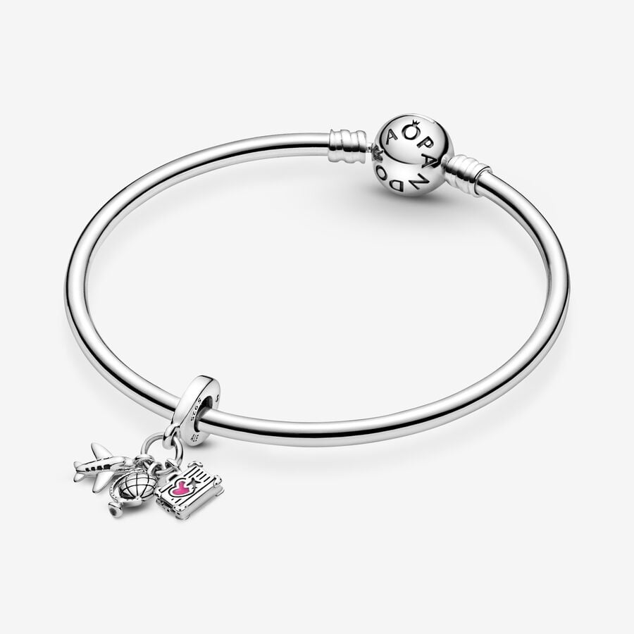 Airplane, Globe & Suitcase Dangle Charm