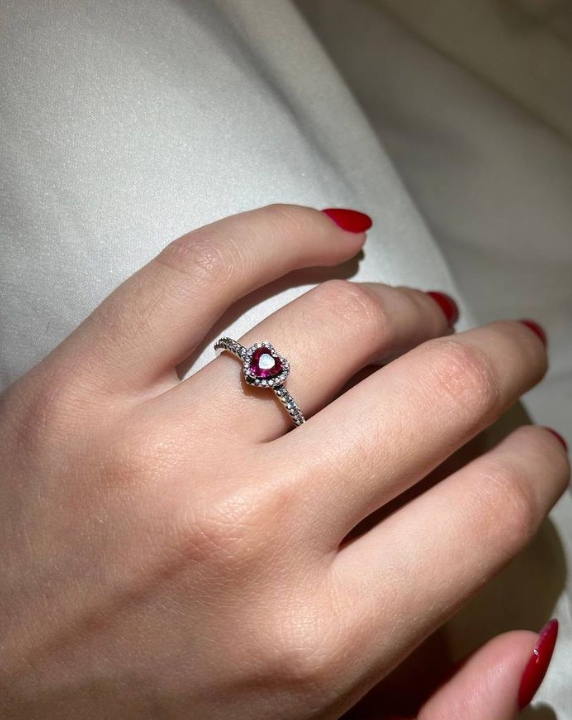 Anillo Corazón elevado rojo - Plata ley 925