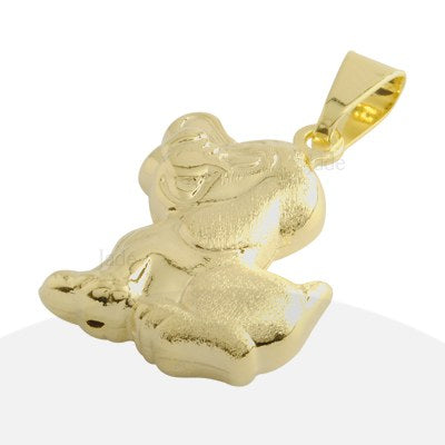 Pendiente Perrito Contento Alto: 2,4 Ancho:1,8 Baño De Oro Amarillo 18k - RP0217