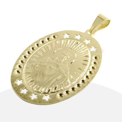 Pendiente Placa De Sagrado De Jesús Baño De Oro Amarillo 18k - RP0214
