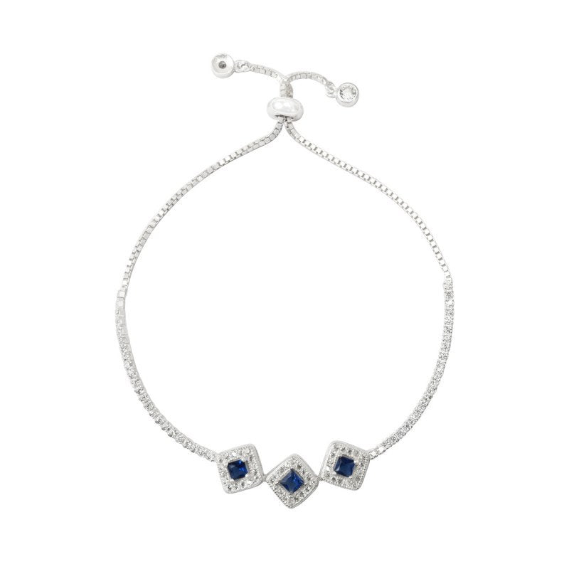 Pulsera Con Circones Cuadrados Ajustable Plata 925 - PU0806