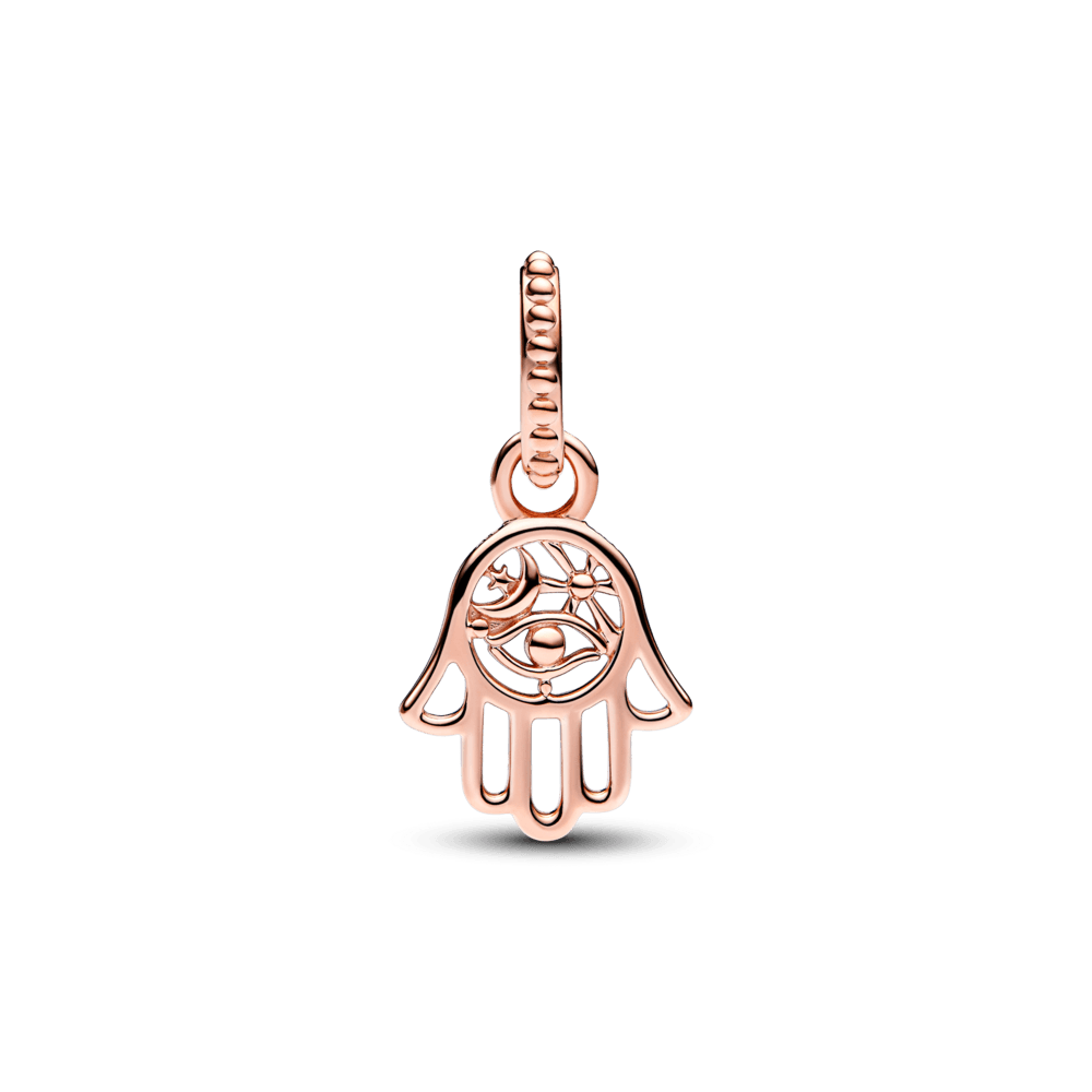 Charm colgante Mano Hamsa protectora Recubrimiento en Oro Rosa de 14k