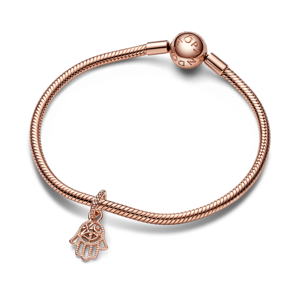 Charm colgante Mano Hamsa protectora Recubrimiento en Oro Rosa de 14k