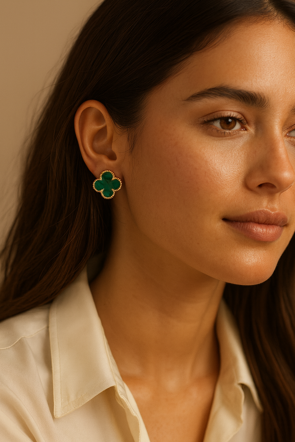 Aretes trebol verde
