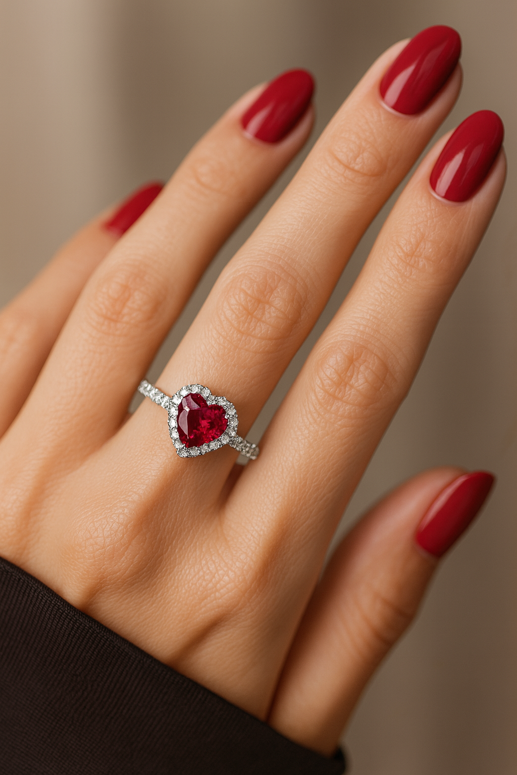 ANILLO CORAZON ROJO - Acero inoxidable