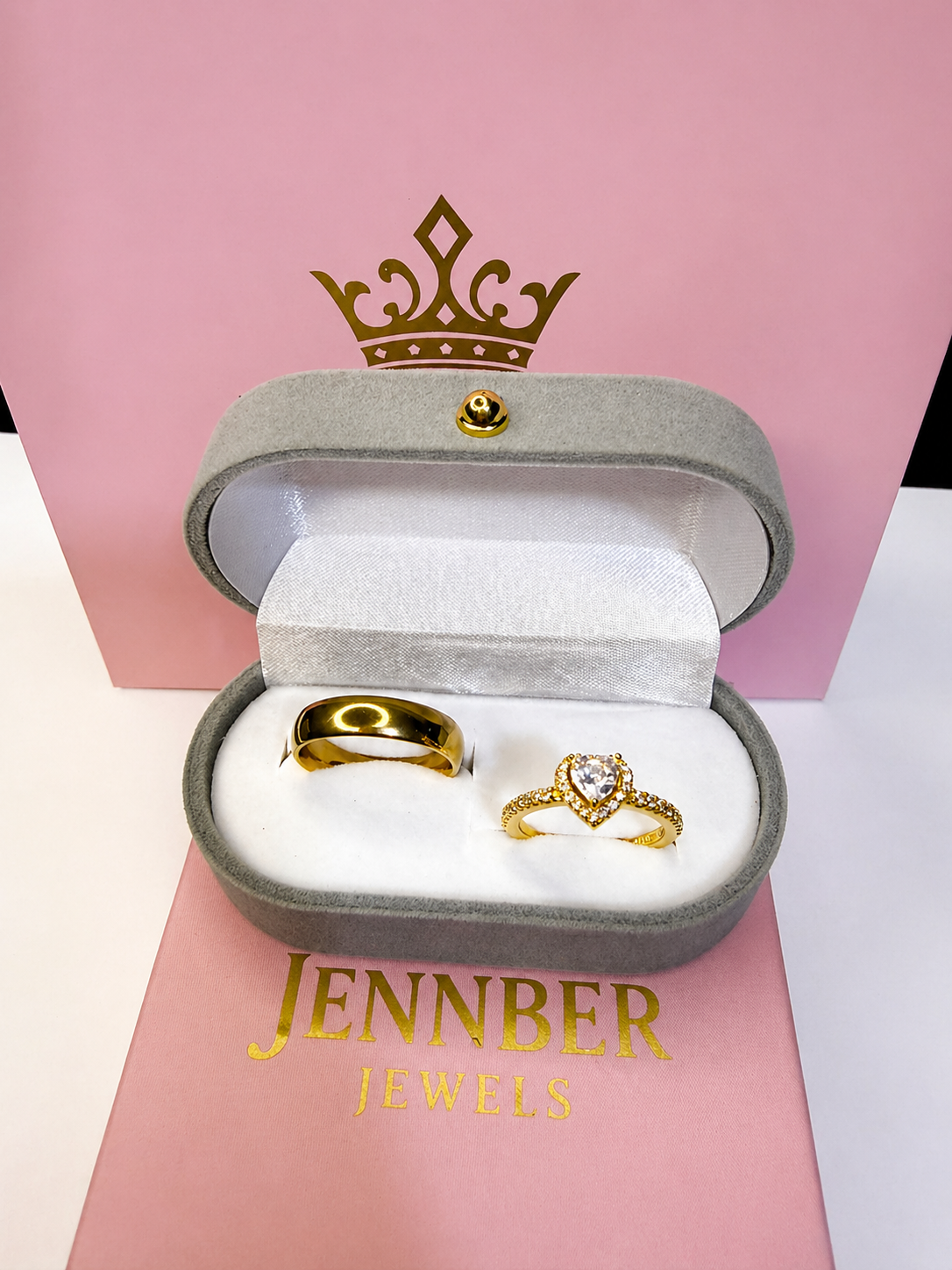 Anillo promesa - Enchapado en oro corazon blanco