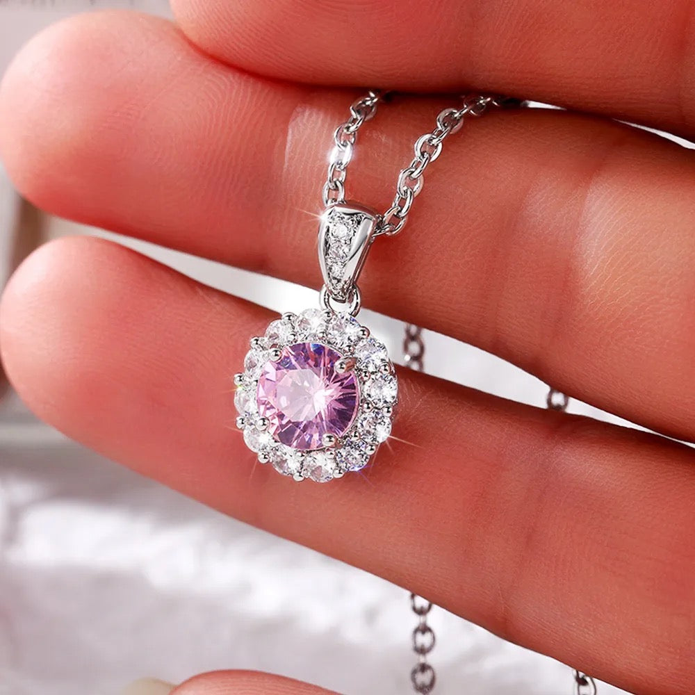 Silver rose necklace