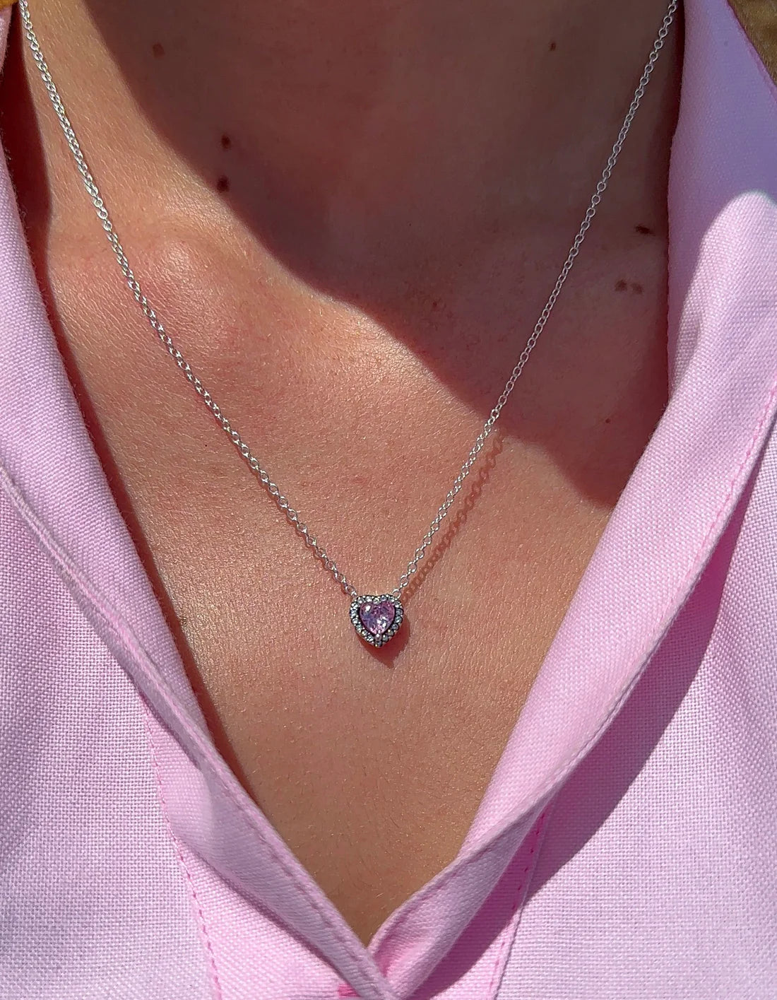 collar en plata ley 925 - corazon rosa
