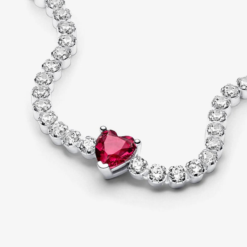 Pulsera Tenis Corazón brillante Rojo