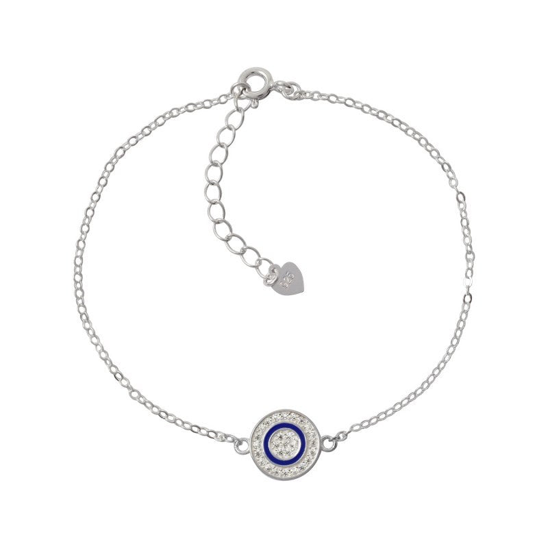 Pulsera Cadena Circulo Multipunto Y 18 Cms Color Azul Plata 925