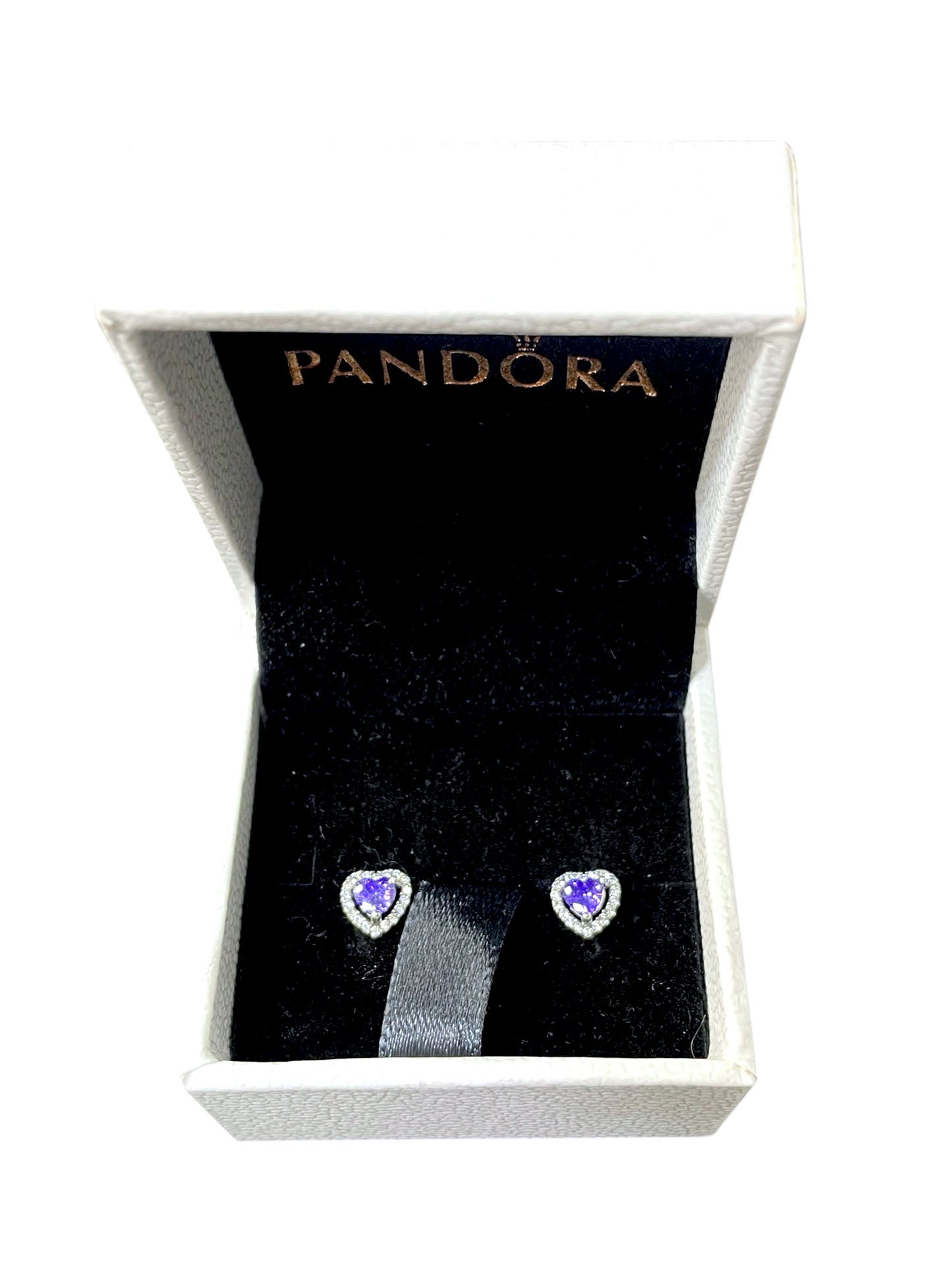 Pendientes de botón con forma de corazón lila