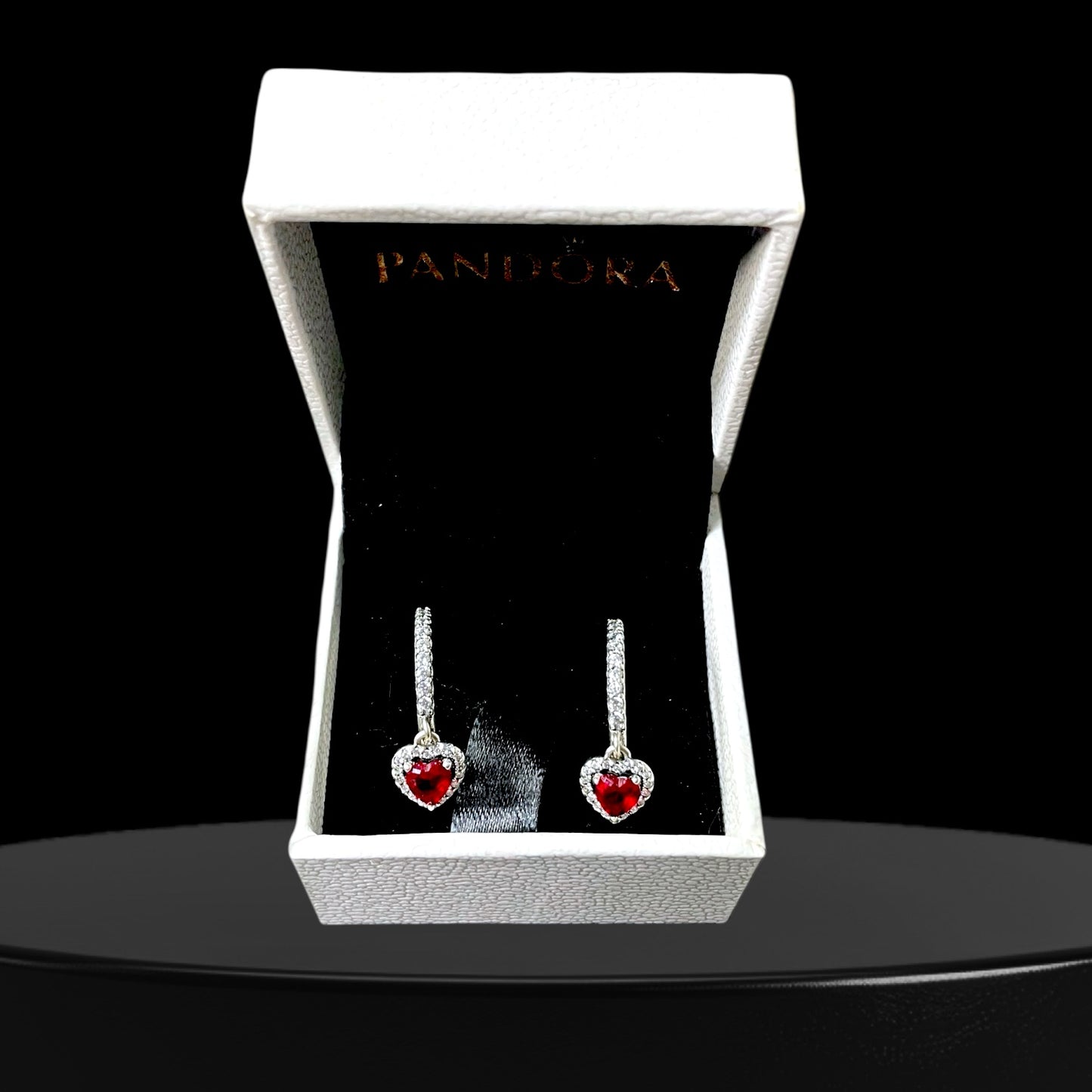 Pendientes de botón con forma de corazón colgante Rojo