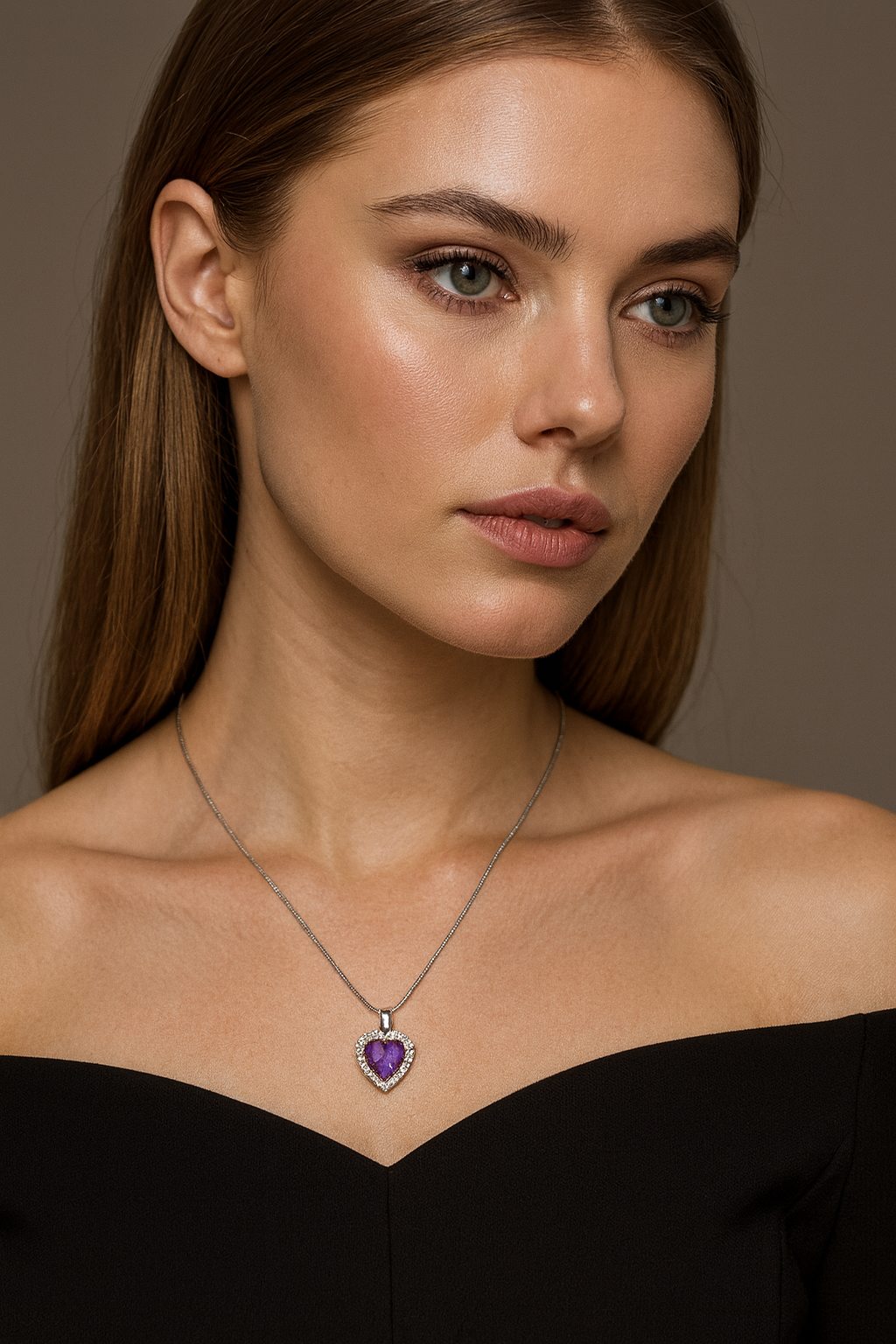 Collar cristal purple - Acero inoxidable