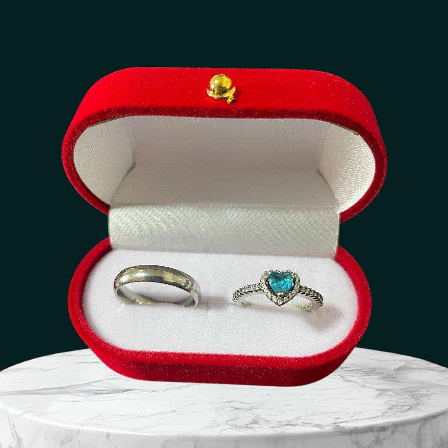 Anillo promesa - Plata ley 925 corazon celeste