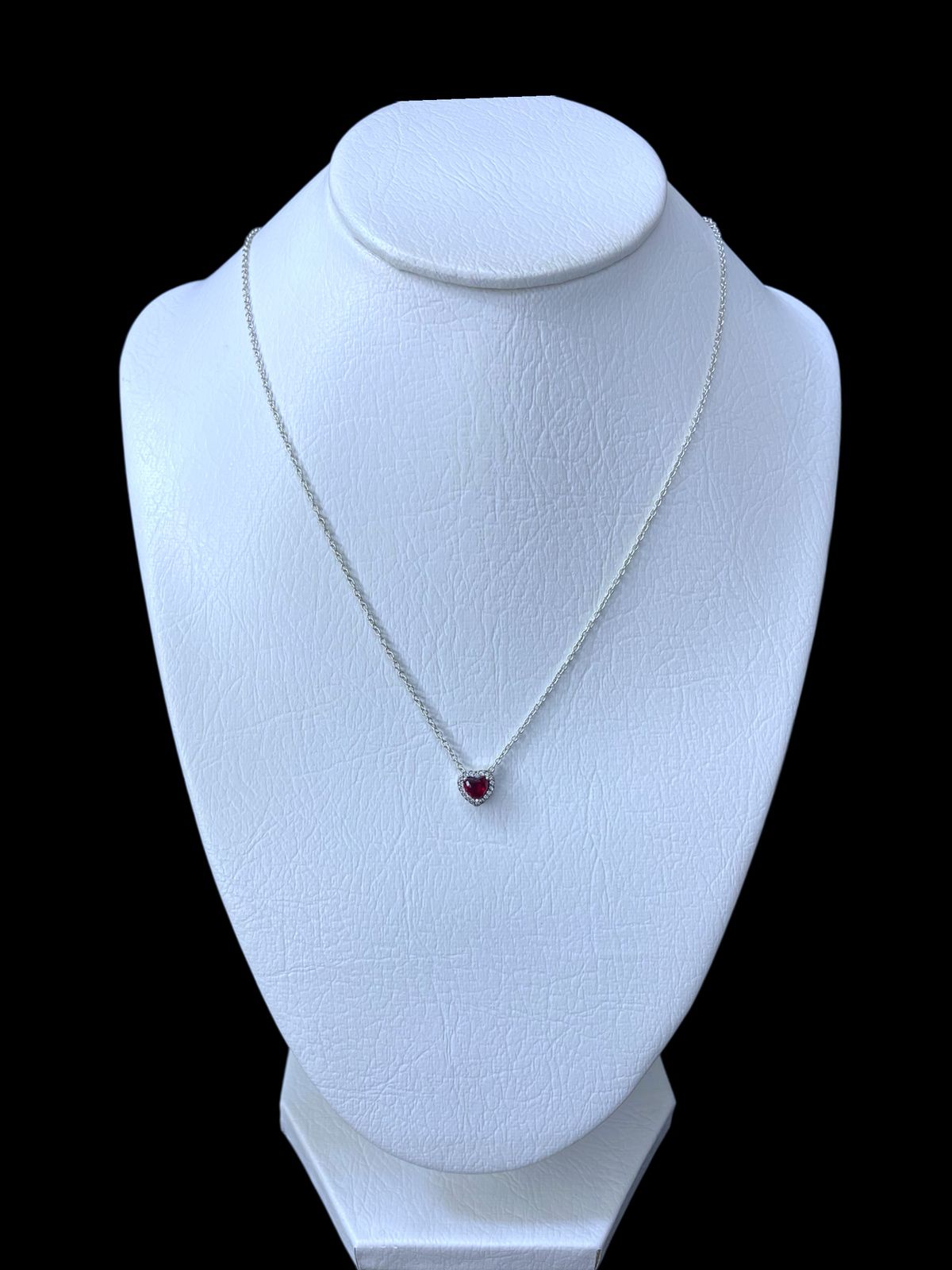 collar en plata ley 925 - corazon rojo