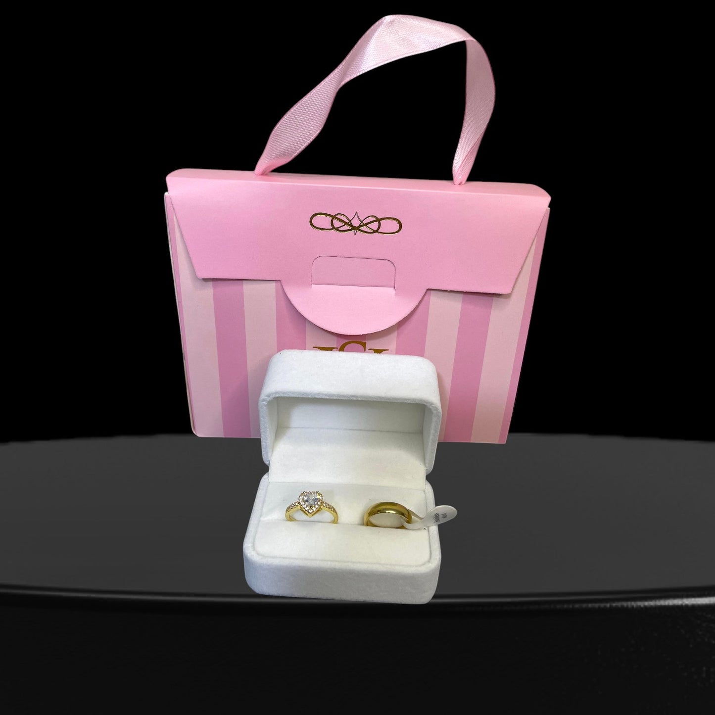 Anillo promesa - enchape oro piedra blanca