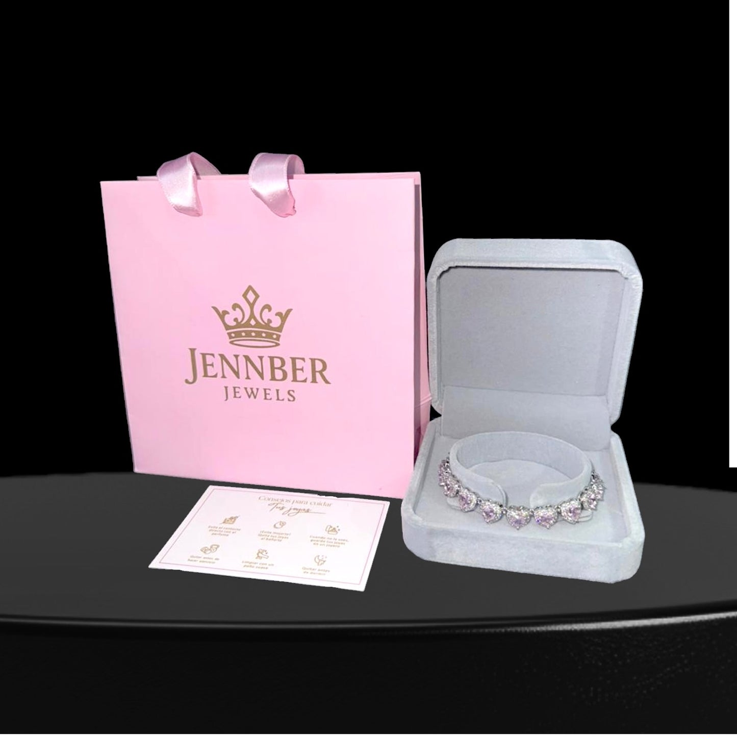 Pulsera modelo swarosky - corazon rosado