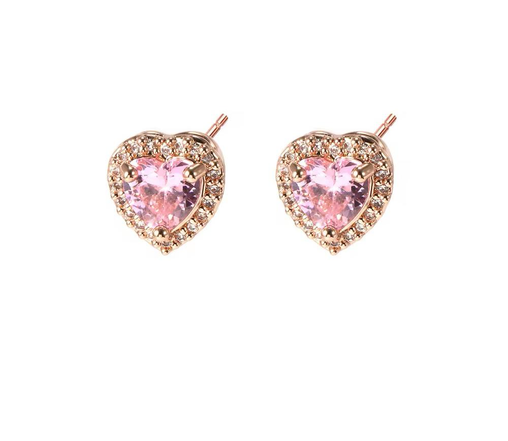 Pendientes de botón con forma de corazón brillante y elevado