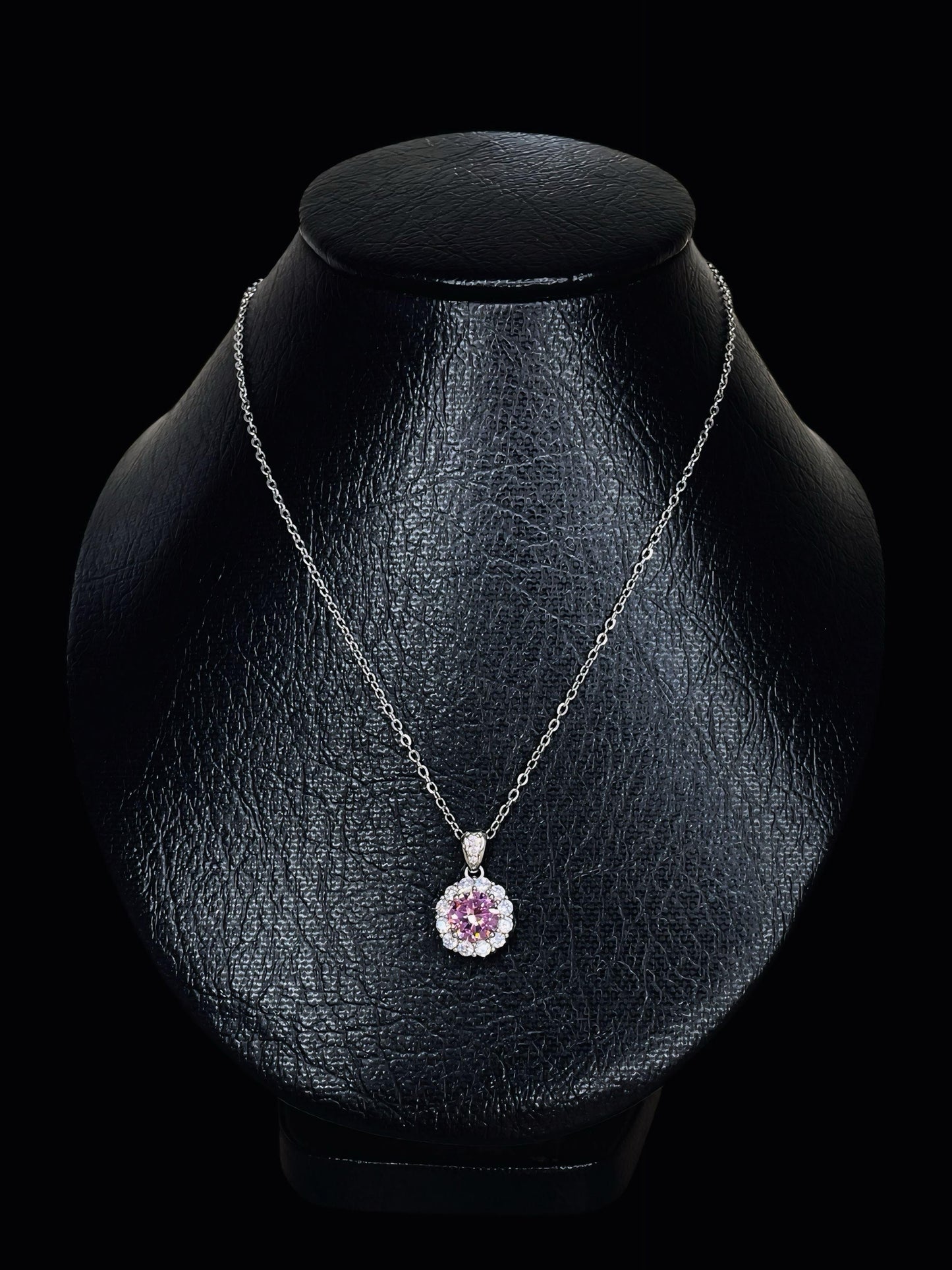 Silver rose necklace