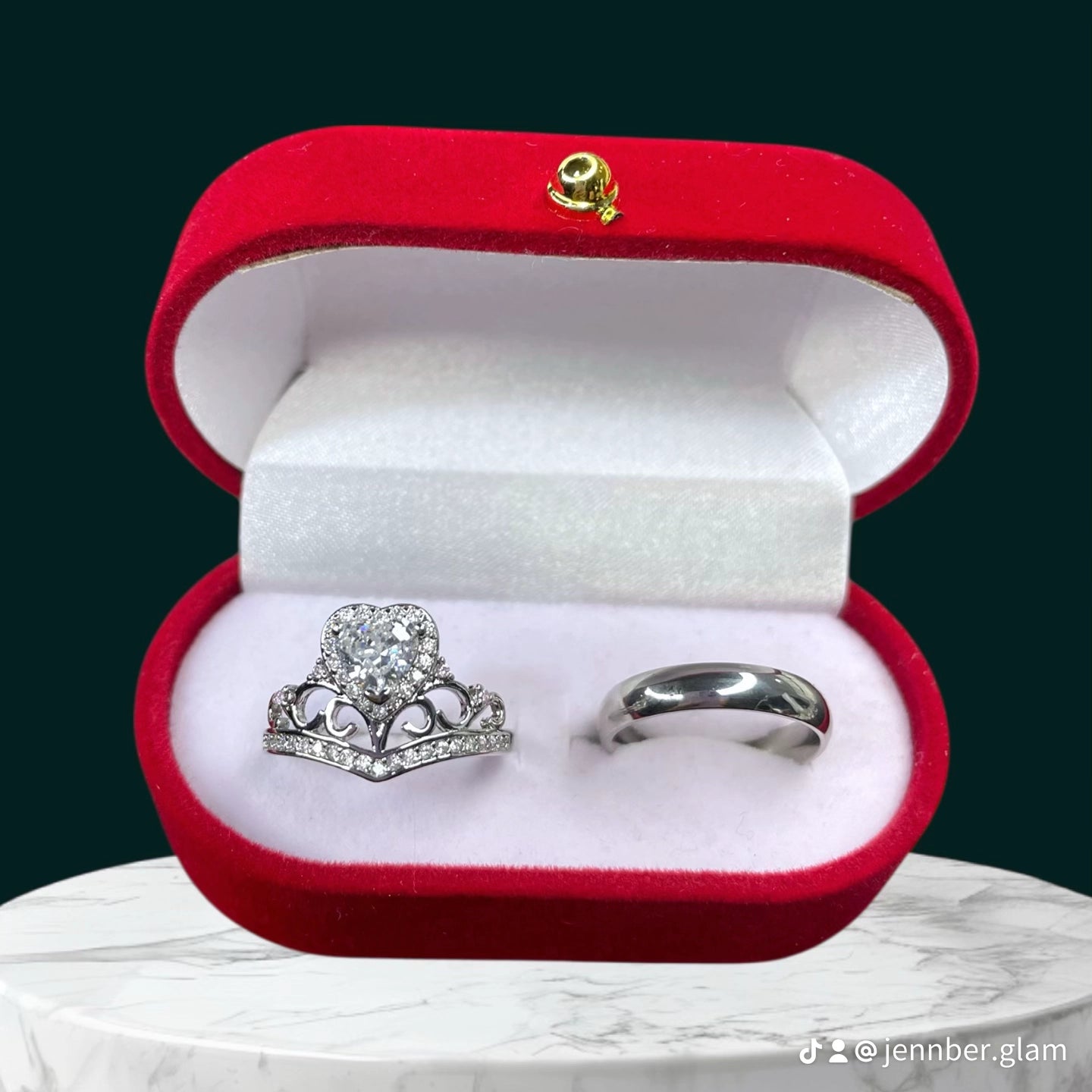 Anillo de promesa - Silver pink heart