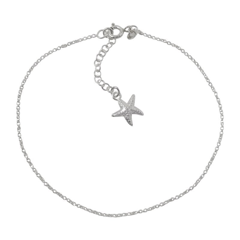 Tobillera Cadena Lisa Rolo Con Estrella Plata 925 - PT0131