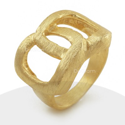 Anillo Cuadrados Rayados Cruzados Baño De Oro Amarillo 18k - RA0226
