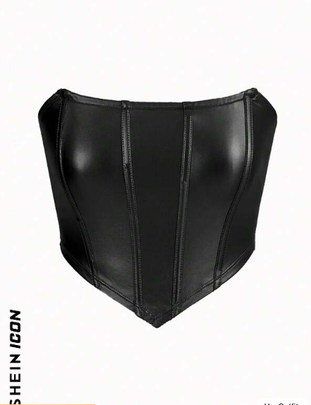 SHEIN ICON Top tubo de cuero de PU con dobladillo hanky