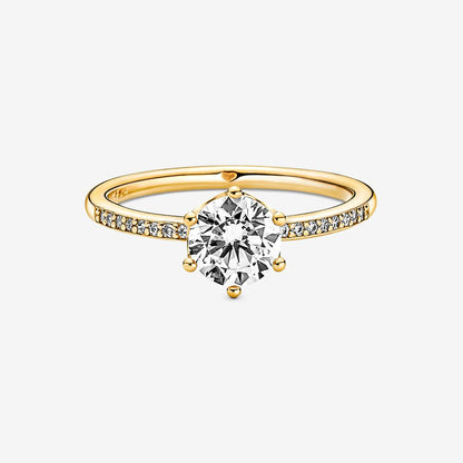 Anillo solitario con corona brillante transparente