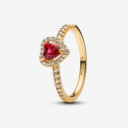 Anillo de corazón elevado de color rojo brillante