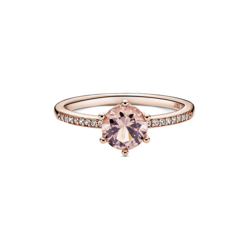 Anillo Solitario Corona Brillante Rosa Recubrimiento en Oro Rosa de 14k - Plata ley 925