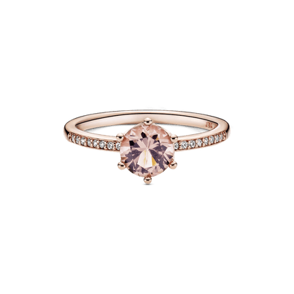 Anillo Solitario Corona Brillante Rosa Recubrimiento en Oro Rosa de 14k - Plata ley 925