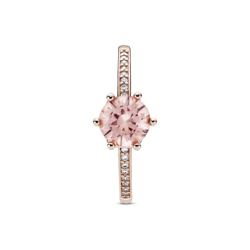 Anillo Solitario Corona Brillante Rosa Recubrimiento en Oro Rosa de 14k - Plata ley 925
