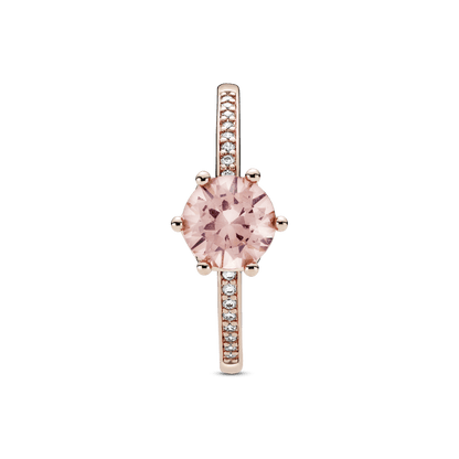 Anillo Solitario Corona Brillante Rosa Recubrimiento en Oro Rosa de 14k - Plata ley 925