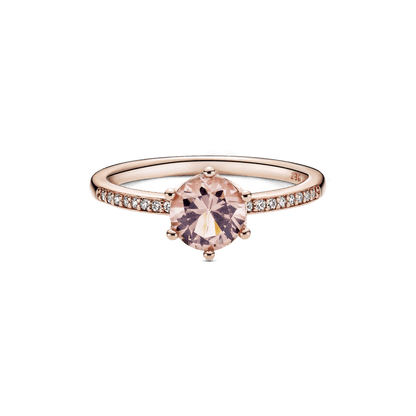 Anillo Solitario Corona Brillante Rosa Recubrimiento en Oro Rosa de 14k