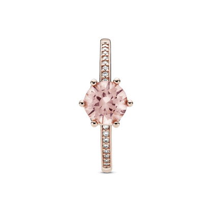 Anillo Solitario Corona Brillante Rosa Recubrimiento en Oro Rosa de 14k