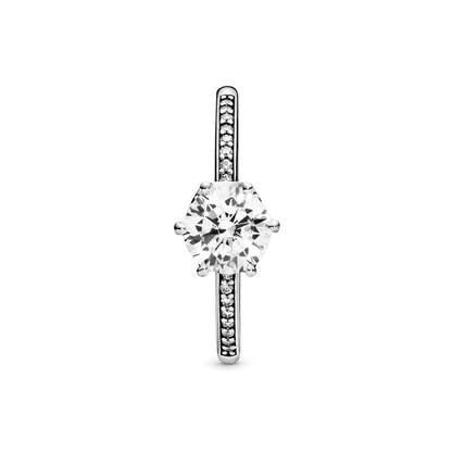 Anillo Corona deslumbrante transparente zirconia cúbica