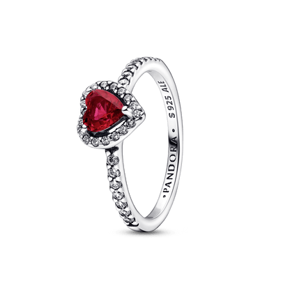 Anillo Corazón elevado rojo - Plata ley 925