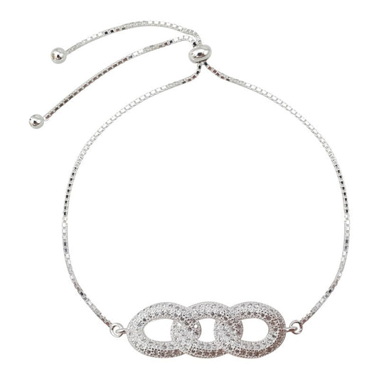 Pulsera Ajustable Tres Circulos Enlazados Plata 925 - PU0934