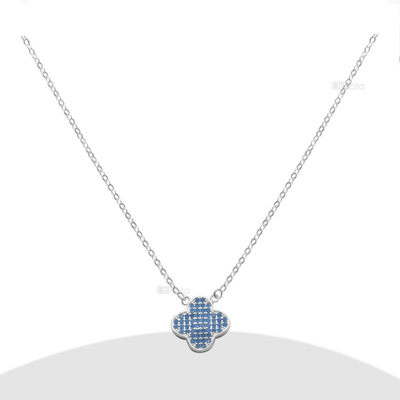 Collares colgante trébol micro circón plata 925
