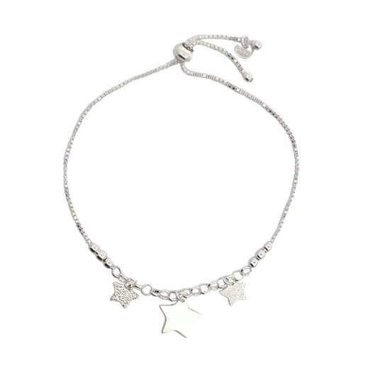 Pulsera ajustable tres estrellas colgantes Plata 925 - PU0196