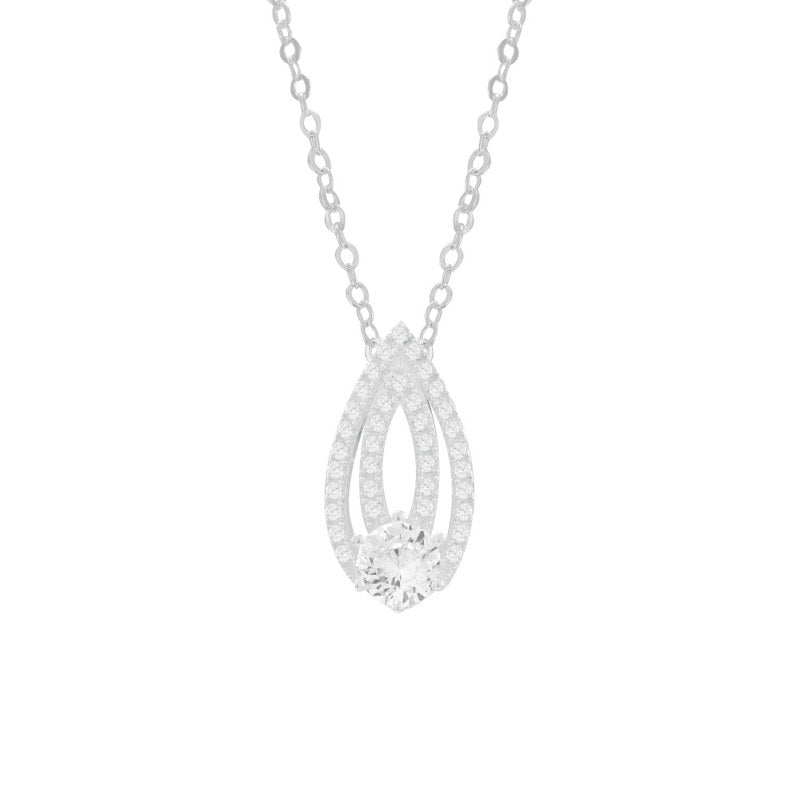 Collares colgante gotas con micro circón 45 cms mas extensión plata 925 - PO0326