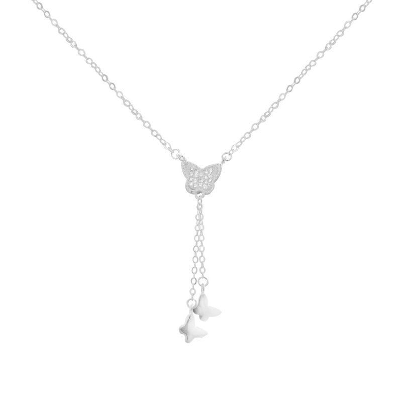 Collares colgante mariposas micro circón 45 cms mas extensión plata 925 - PO0327