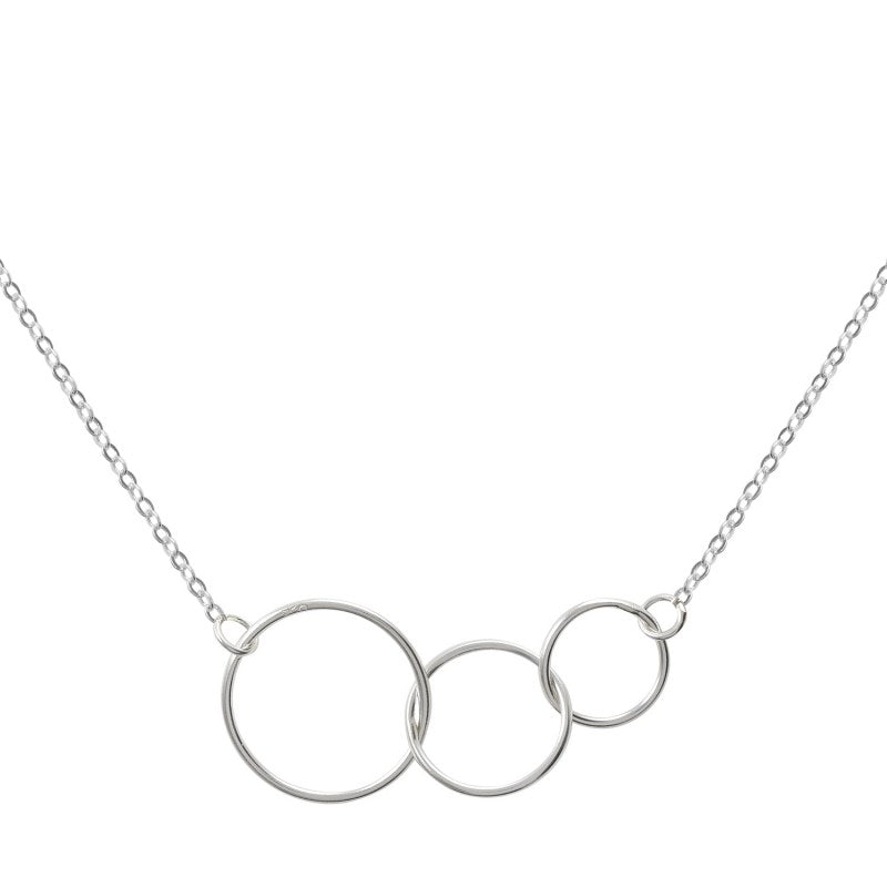 Collar Liso Con 3 Circulo Entre Lazados Plata 925 - PO0338