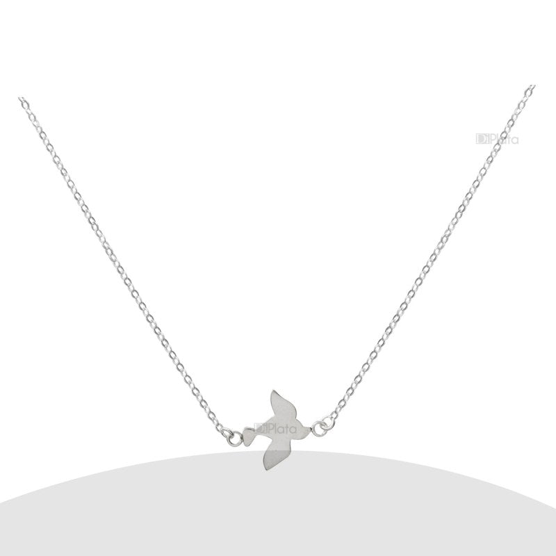 Collar Liso Con Pajarito De 1,5cm Plata 925 - PO0345