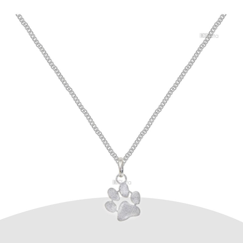 Collar Con Diseño Patitas 40 Cm Plata 925 - PO0367