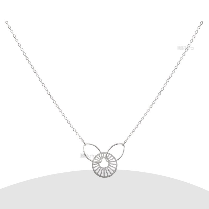 Collar Con Diseño Circular Satinado Plata 925 - PO0449