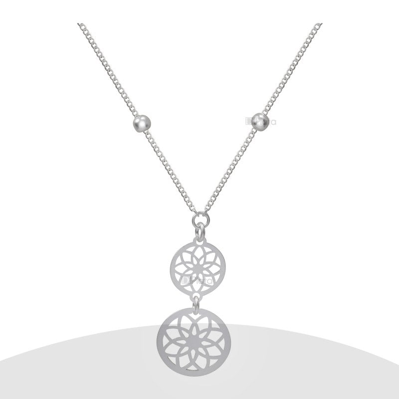 Collar Diseño Flores Plata 925 - PO0532