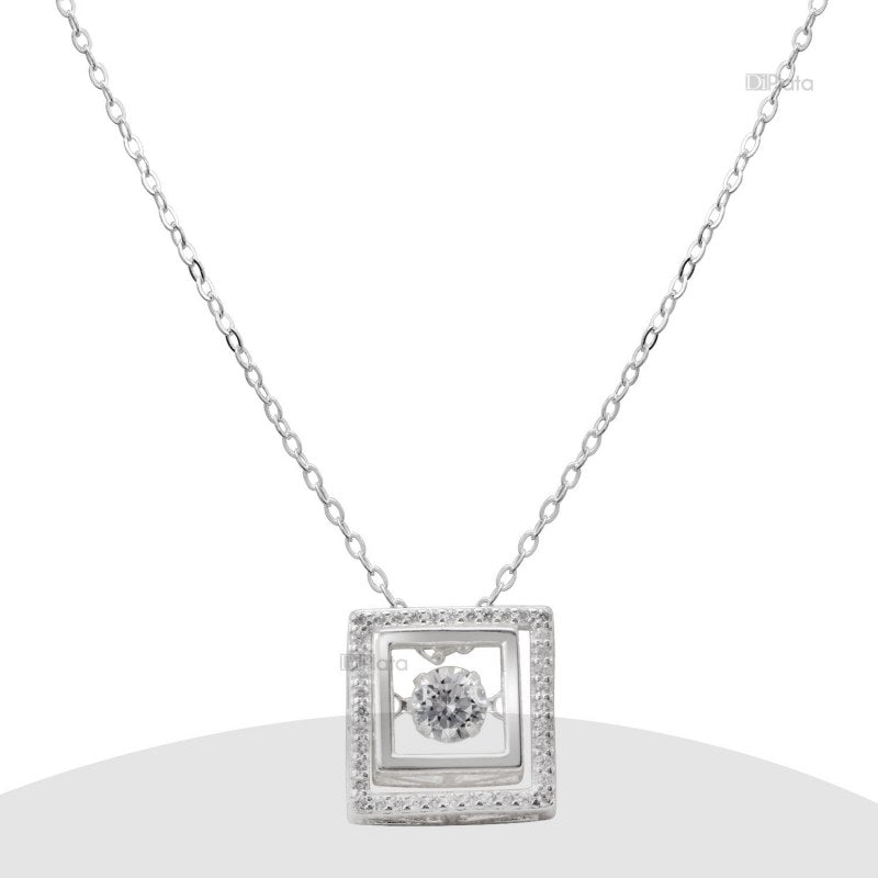 Collar Cuadrado Con Punto De Luz Plata 925 - PO0488