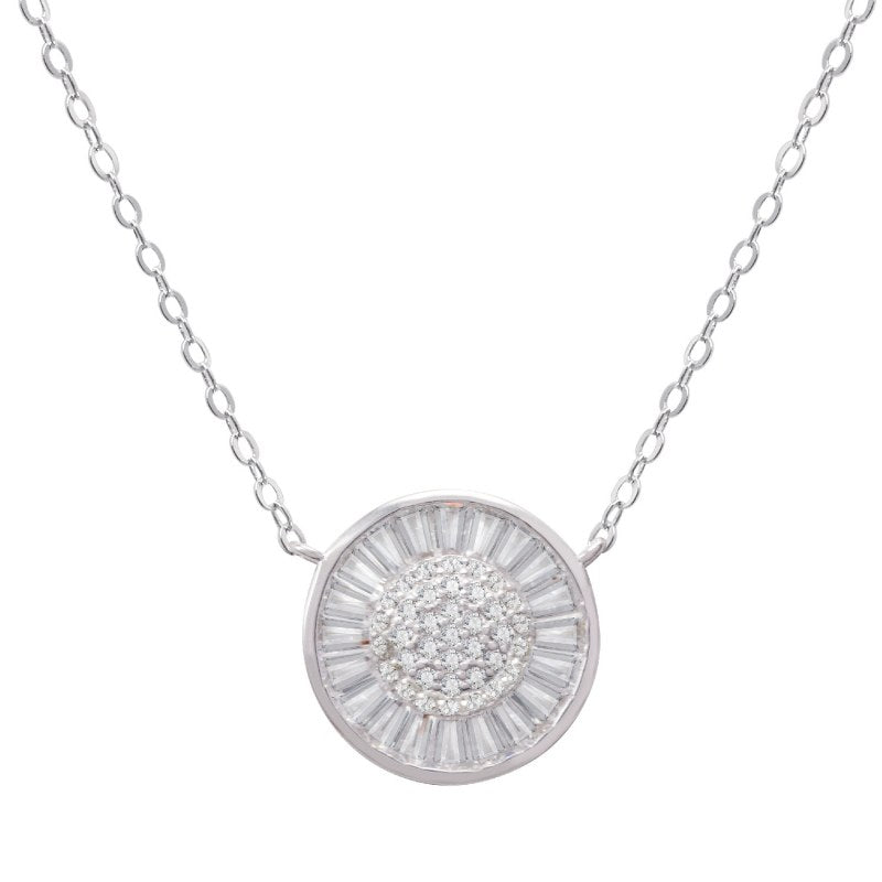 Collar Circular Circón Rectangular 42+3cms Extensión Plata 925 - PO0497