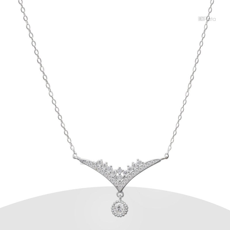 Collar Gaviota Con Micro Circones 42+3cms Extensión Plata 925 - PO0503